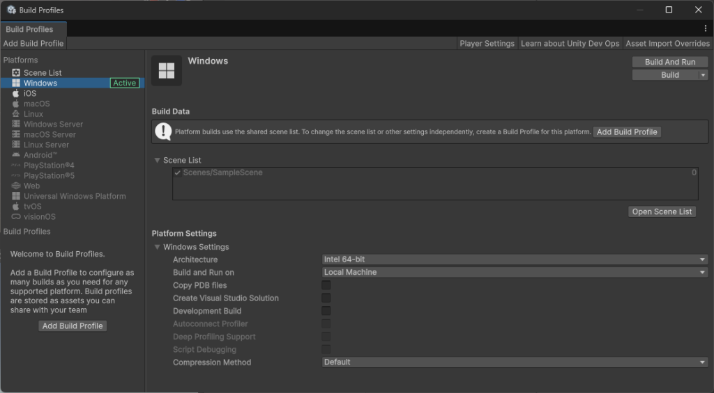 【Unity×iOS】iOSアプリをビルドするためのビルド設定 | Build Profiles(Build Settings)