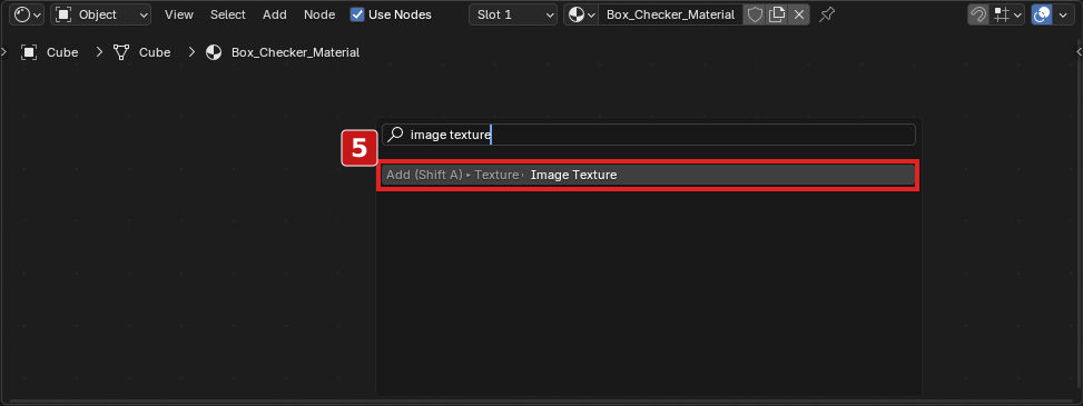 手順5。下側のShader EditorでImage Textureを追加します。